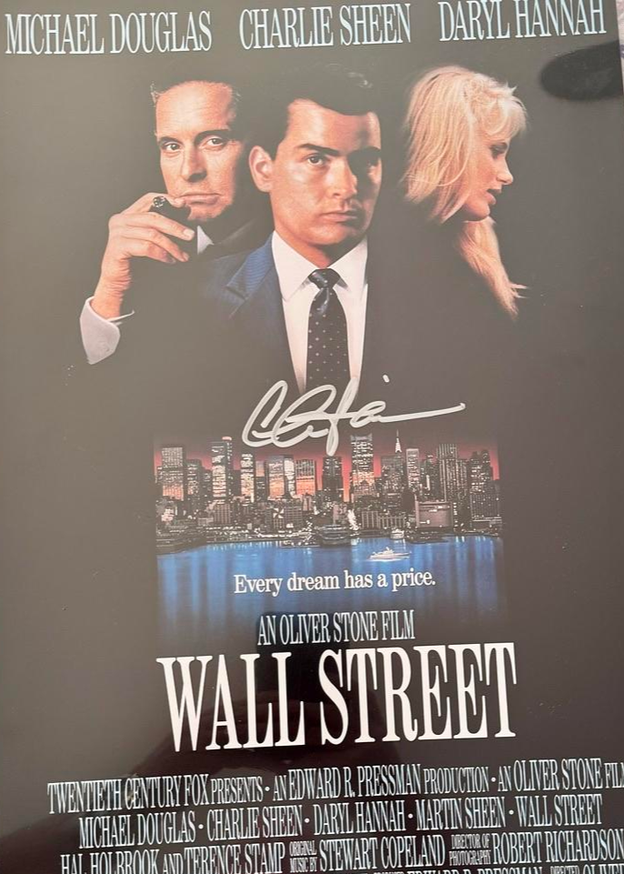 Charlie Sheen Signed 12x18 Photo (Wall Street) - Beckett COA